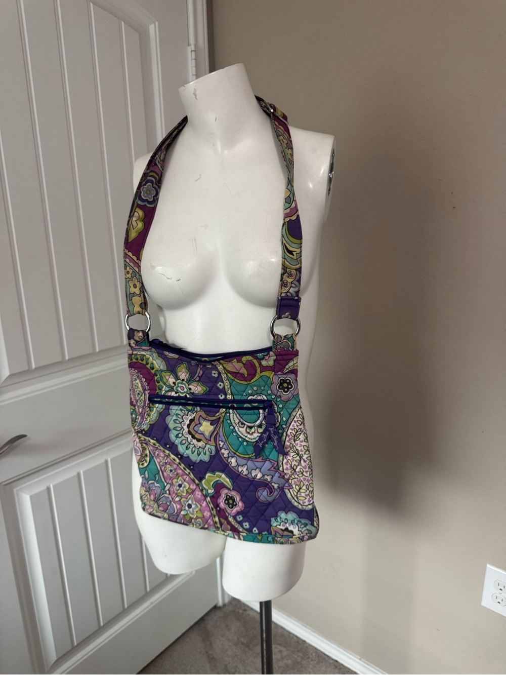Vera Bradley Quilted Paisley Crossbody in Purple, Teal and Green